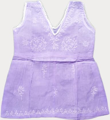 Lucknow Chikankari Embroidered Baby Jhabla Frock - view 4