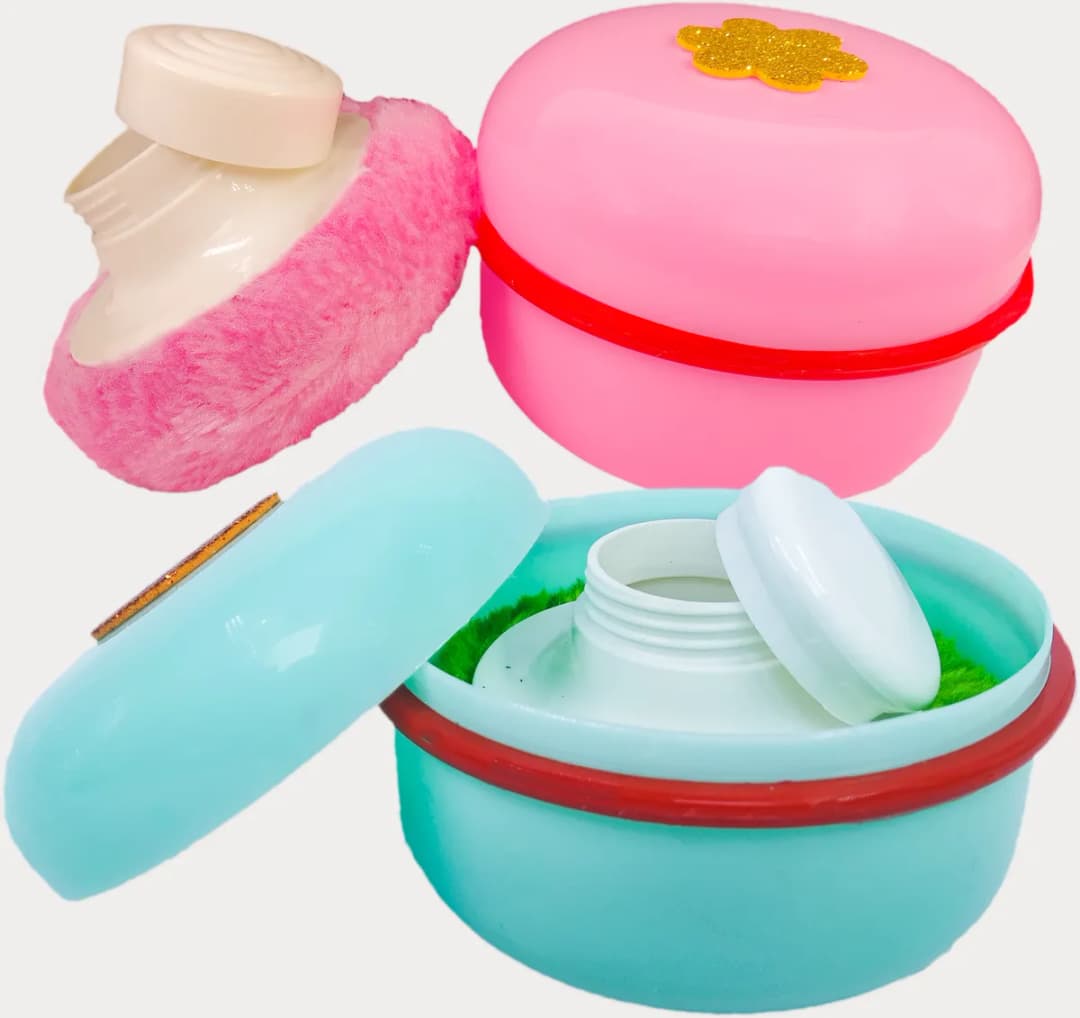 Baby Powder Puff Holder with Container - Combo Pack of 2